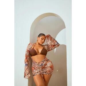 Jungle Beach 3 Piece Bikini Set - Mocha/combo